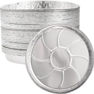 Birchmont 45 Pack 13 Inch Round Aluminum Foil Pans, 703 g, Silver