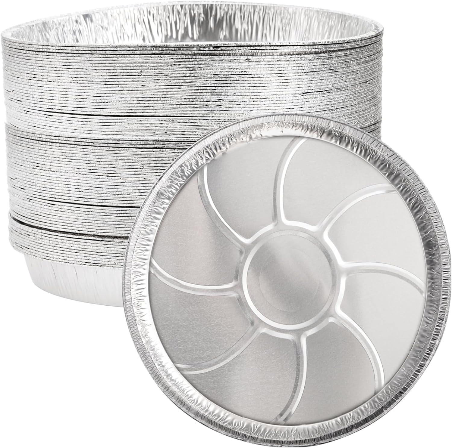 Birchmont 45 Pack 13 Inch Round Aluminum Foil Pans, 703 g, Silver