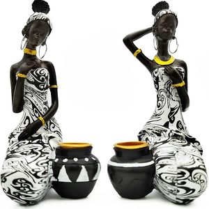 Quillstone African Statues Art Sculptures Women Figure Girls Tribal Lady Figurine Black Women Home Decor Collectible Creative Vintage Gift Crafts
