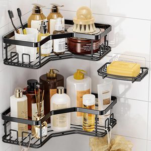 Ashenby 3 Pack Corner Shower Caddy with Soap Holder, 1.1 pounds