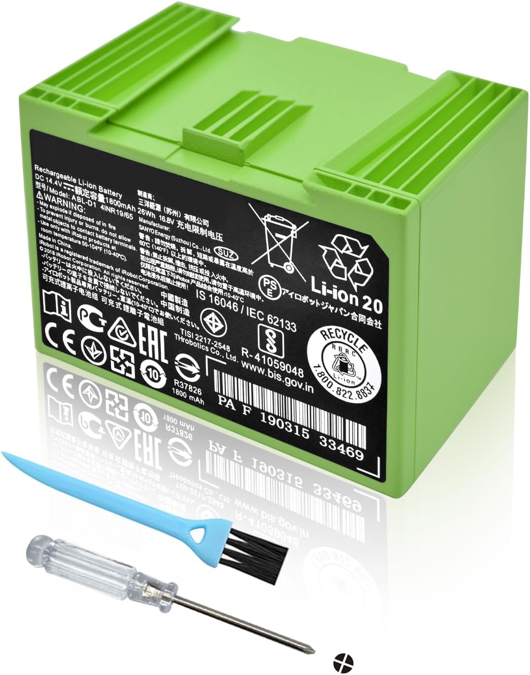 Elmgate ABL-D1 4INR19/65 Battery for iRobot Roomba e and i Series i3 3150 i3+ 3550 i4 4150 i4+ 4550 i6 i7+ 7150 7550 5150 e5150 e515020 e5152 e5154