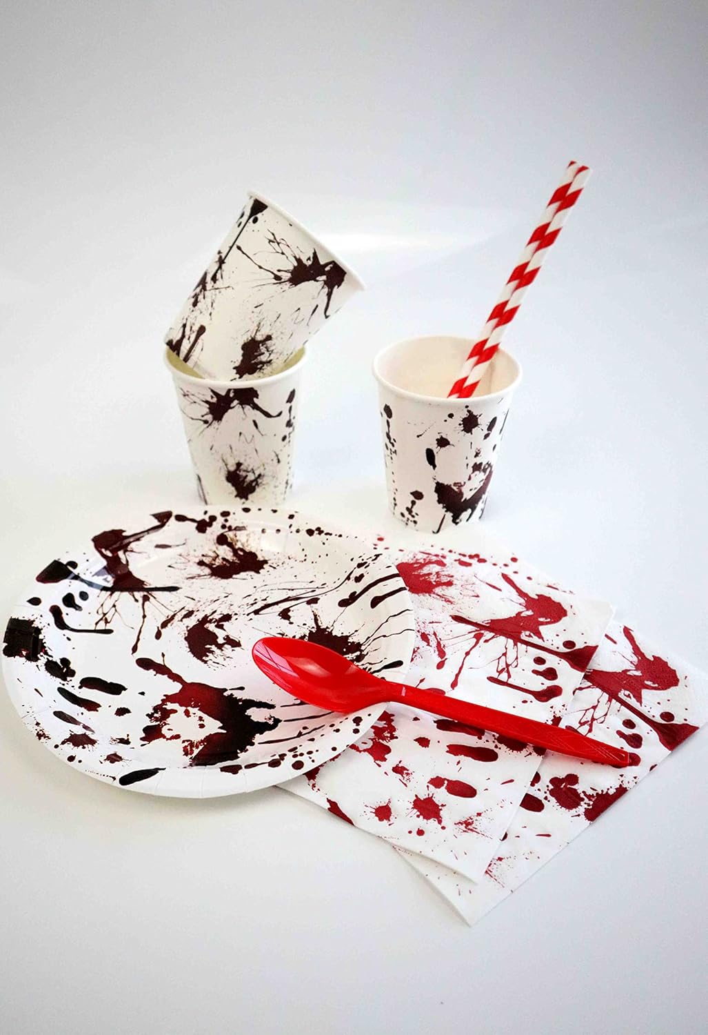 Tanglewick Halloween Party Supplies Dinnerware Decorations - Bloody Zombie Tablecloth, White