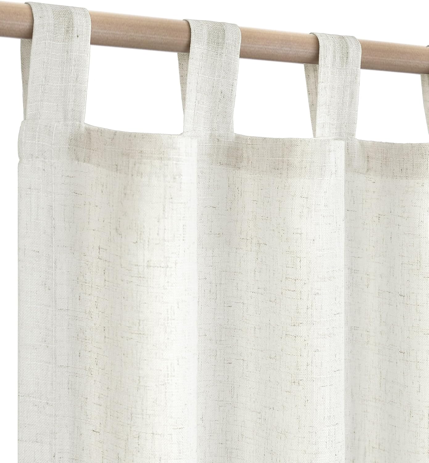 Tanglewick Farmhouse Linen Curtains, Cream Beige Semi Sheer Light Filtering Curtain, 2.1 pounds, Natural