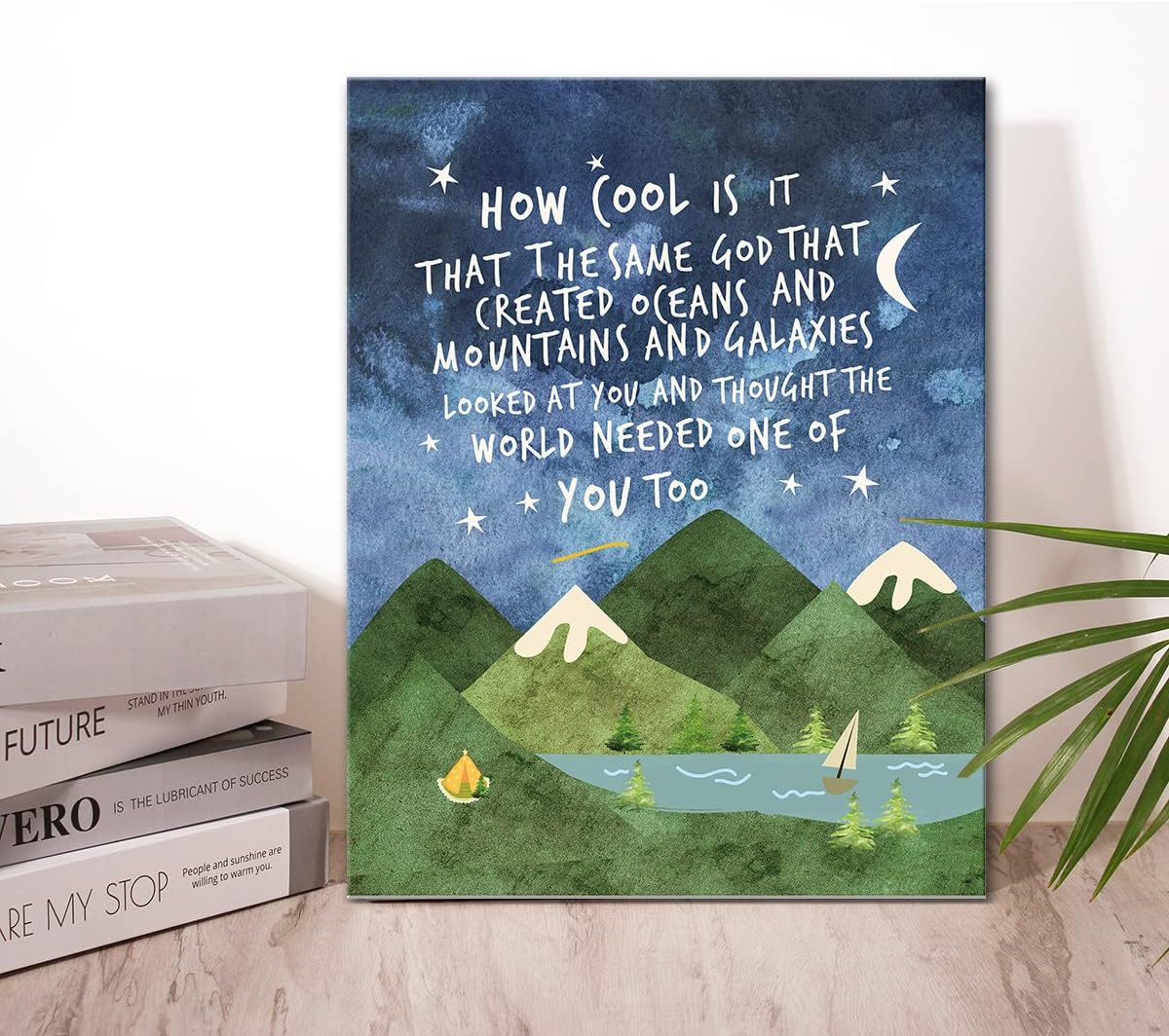 Ashenby Baptism Gift for Boys, Same God Creation Wall Art Canvas Framed, 4.96 ounces, 15"L x 11.5"W, Earthy tones