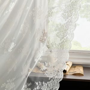 VelloHome Ivory Lace Curtains for Bedroom Rustic Floral 52 x 84 Inch, 2 Panels, 1.1 pounds