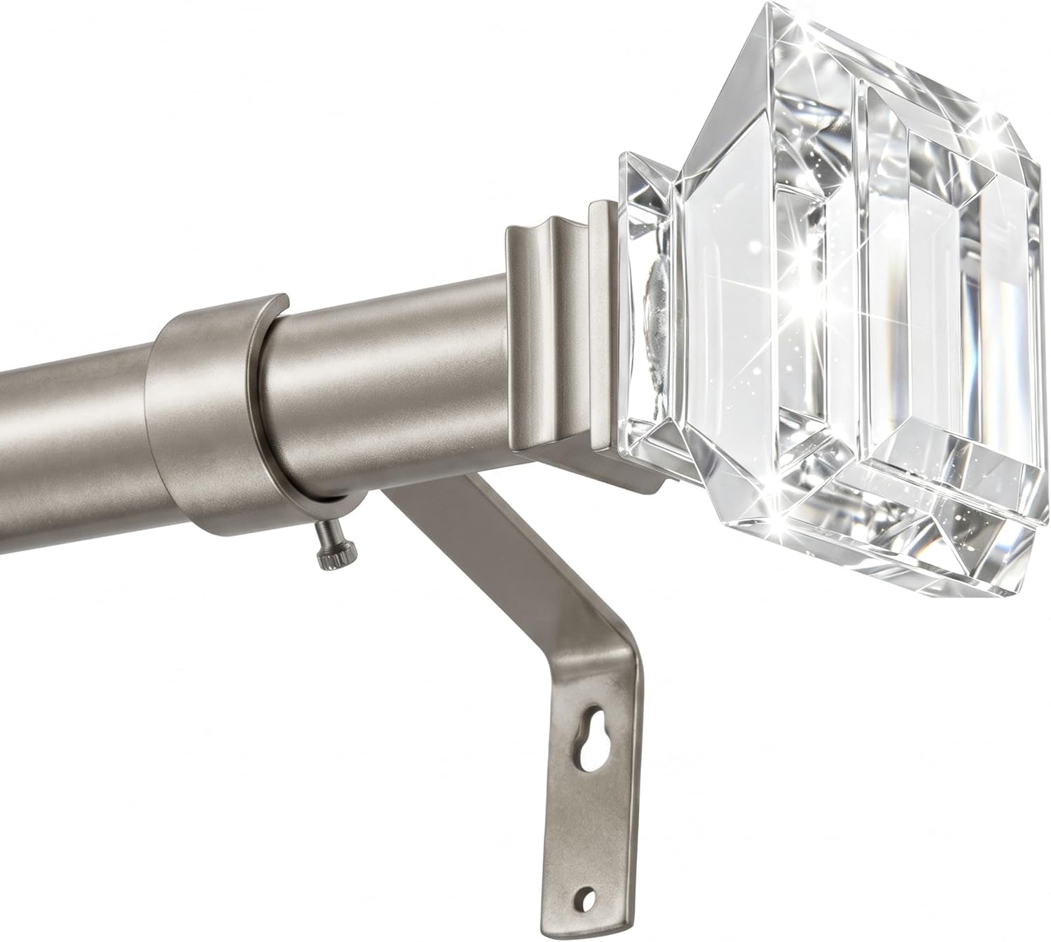 Aldernest 36-72" Adjustable Curtain Rods, 1" Diameter Silver Metal Single Window Rod, 2.3 pounds, Antique Nickel