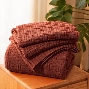 Barleyfield 50x60 Throw Blanket, Soft Cozy Acrylic Throw Blanket, Burnt Orange
