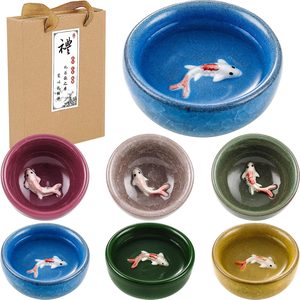 Ashenby 6 Pcs Korean Soju Shot Glasses Set, Colorful, Koi Fish Pattern, 1.4 Ounces