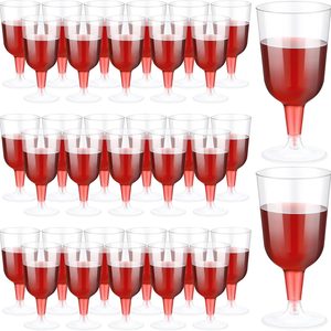 Aldernest 100 Pcs Plastic Wine Glasses with Stem 6oz, Simple Style, Clear, 3.7 pounds