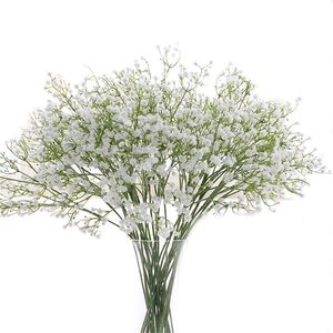 Barleyfield 15 Pack Real Touch Artificial Baby's Breath Flowers - 21" Bendable Stems for Wedding Bouquets, Home Centerpieces & Outdoor Decor, White