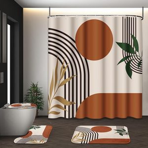 Aldernest Bathroom Sets with Shower Curtain and Rugs, Set of 4 Geometric Boho, 1.4 pounds, 72"W x 72"L (Pack of 4), Boho Vintage