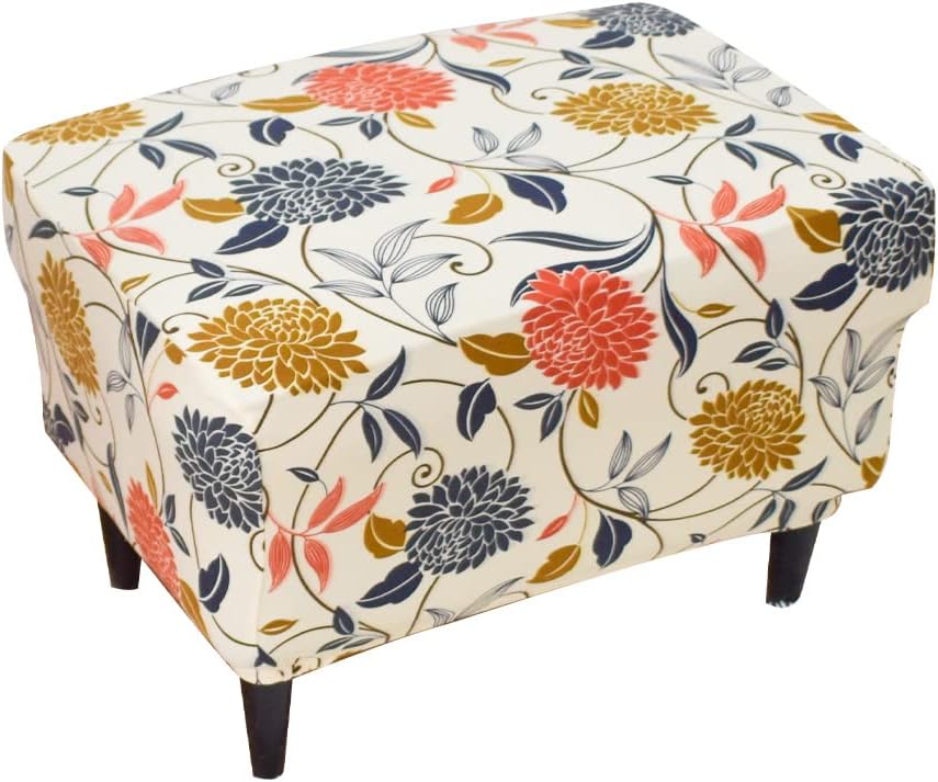 Ashenby Ottoman Cover Rectangular Storage Ottoman Slipcover Footrest Stool Covers, 9.17 ounces, Orange