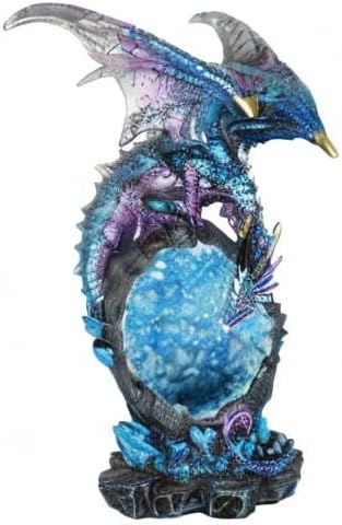 NestoraHome Dragon Statue LED Light Dragon Figurine Home Décor 8.5" H, 0.52 kg, Blue