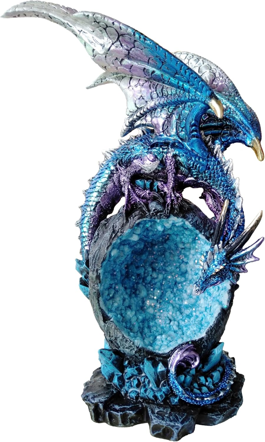 NestoraHome Dragon Statue LED Light Dragon Figurine Home Décor 8.5" H, 0.52 kg, Blue