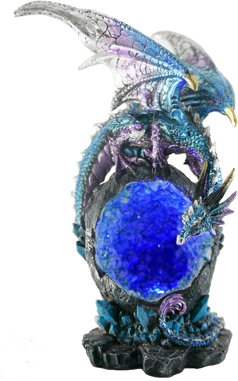 NestoraHome Dragon Statue LED Light Dragon Figurine Home Décor 8.5" H, 0.52 kg, Blue
