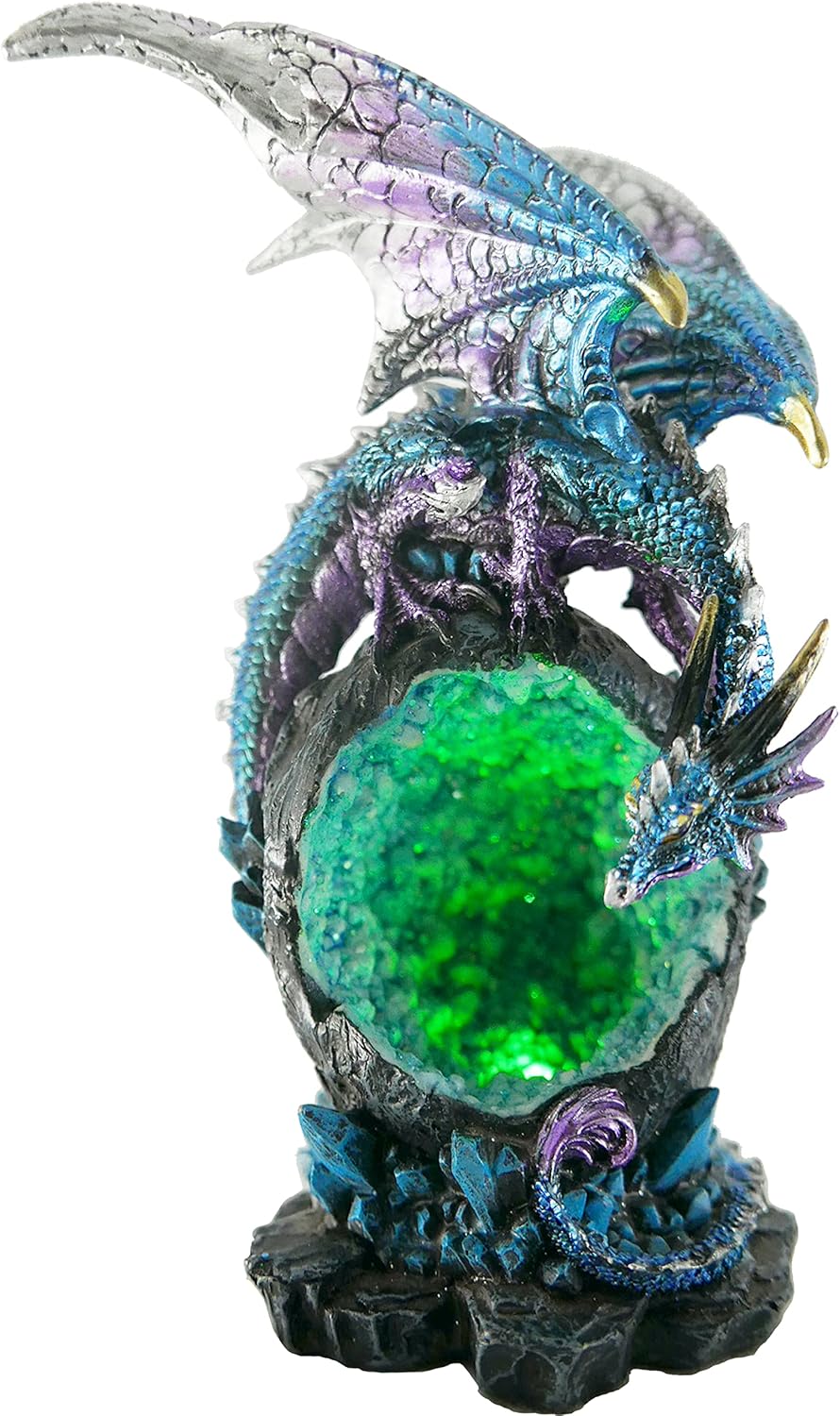 NestoraHome Dragon Statue LED Light Dragon Figurine Home Décor 8.5" H, 0.52 kg, Blue