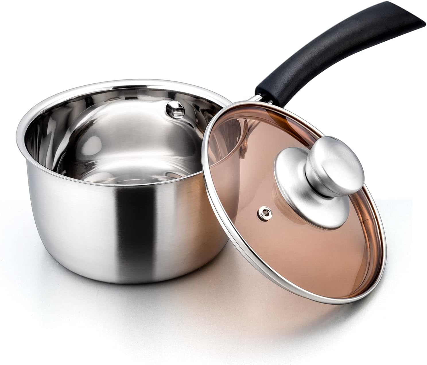 Barleyfield 1 Quart Saucepan with Lid, Stainless Steel Small Pot for Cooking, 800 g, Silver