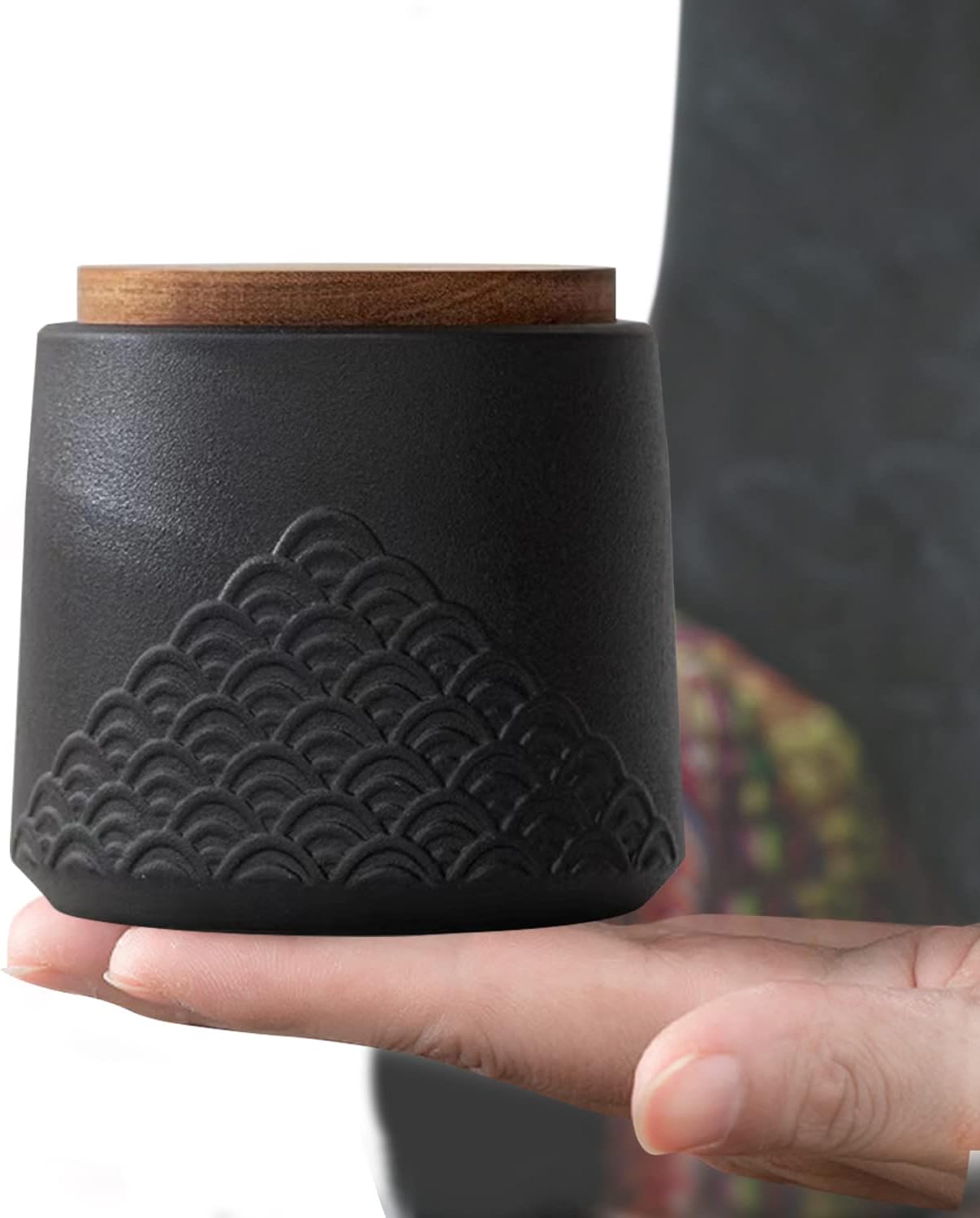 Aldernest Black Small Urn Ashes Keepsake Ceramic 4.3 in high 30 Cubic inches, 1.2 pounds