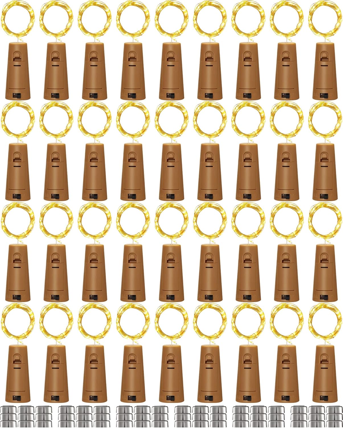 Copperlyn 60 Pack Wine Bottle Lights with Cork Fairy 20 LED, Warm White