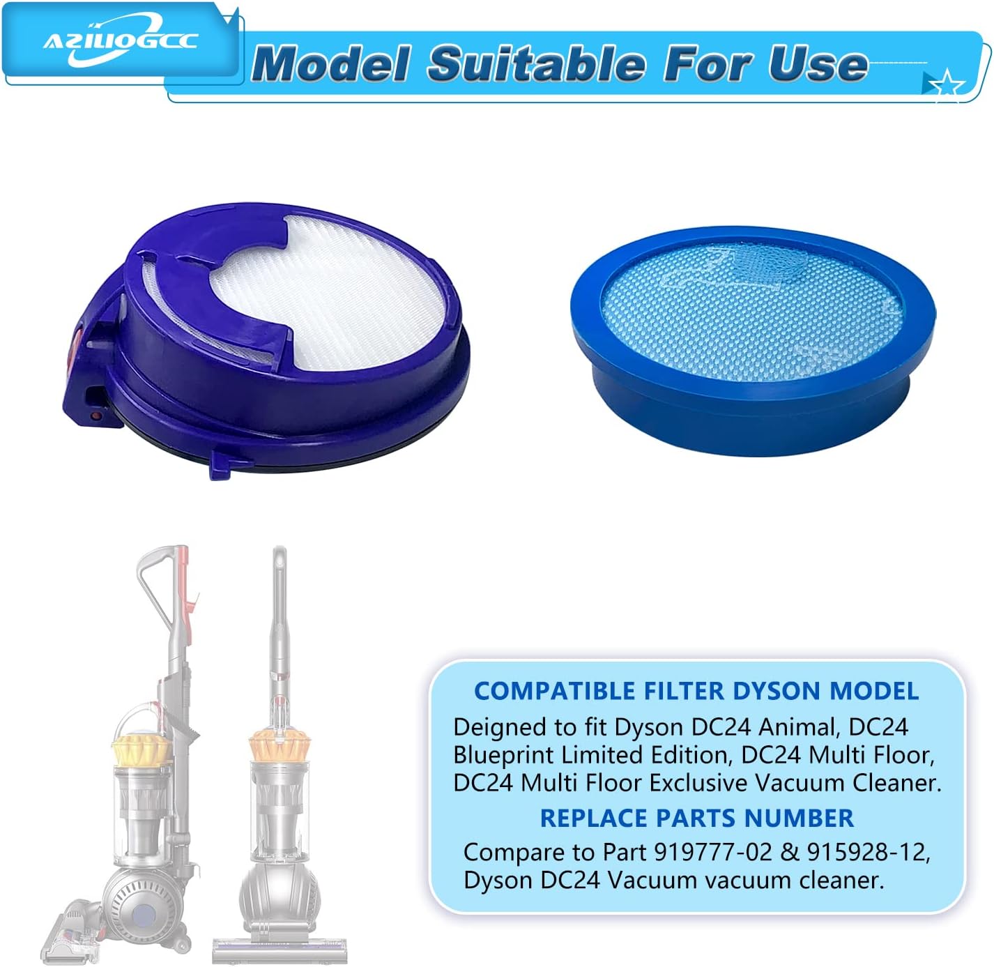 Copperlyn Filter Replacement for Dyson DC24 Animal, Part 919777-02&915928-12