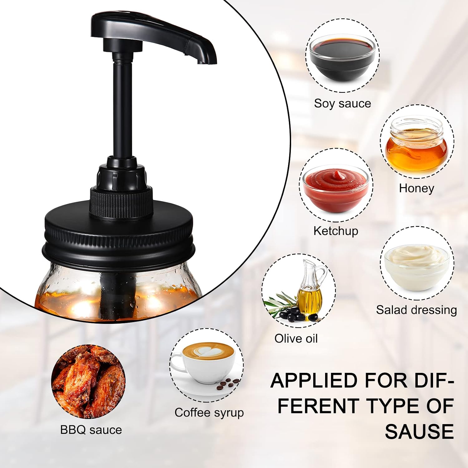 Aldernest 4 Pcs Mason Jar Syrup Dispenser Pump Lids for 16 oz Mouth Jars, White