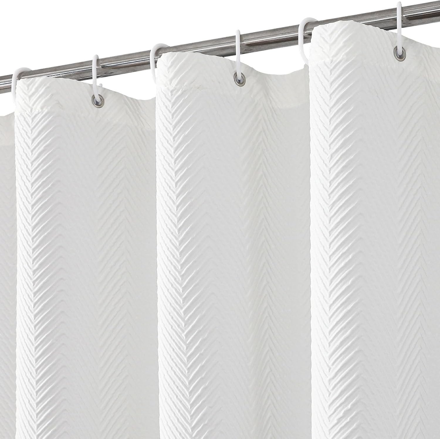 Barleyfield White Shower Curtain for Bathroom, Farmhouse Bath Curtain 72x72, 11.2 ounces