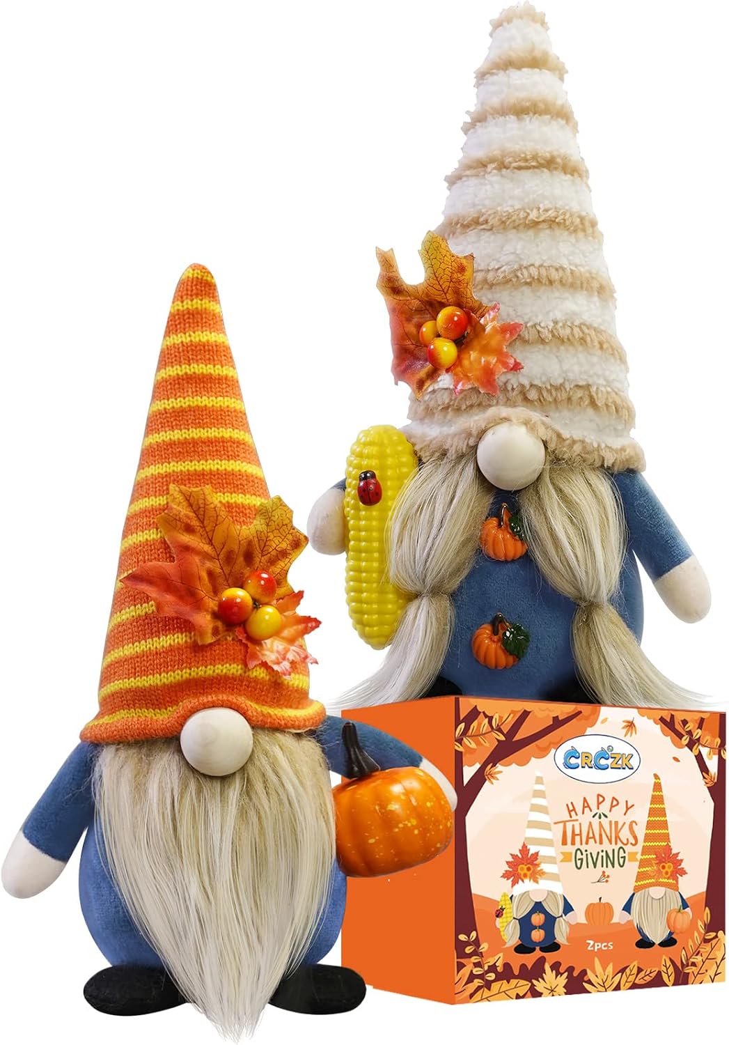 Birchmont 2Pcs Thanksgiving Decorations, Thanksgiving Gnomes Decor, Fall Harvest Gnomes, 8.8 ounces, Maple Leaf Gnomes