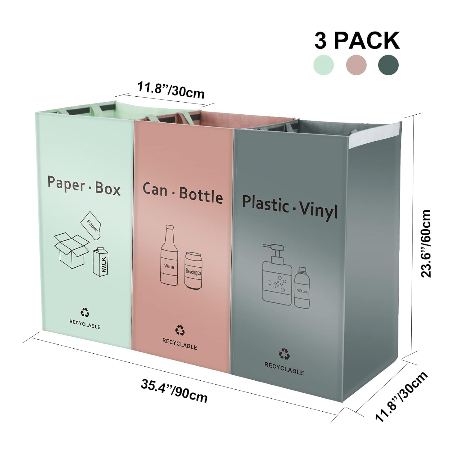 Aldernest Separate Recycling Bin for Kitchen Home - Indoor Recycle Bins Waste Trash Sorting Bins, Reusable Waterproof Affordable Recycle Bags
