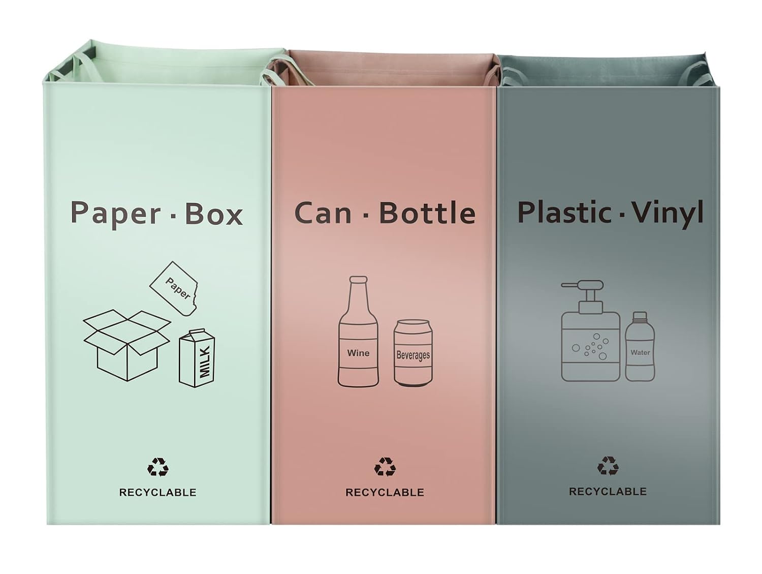 Aldernest Separate Recycling Bin for Kitchen Home - Indoor Recycle Bins Waste Trash Sorting Bins, Reusable Waterproof Affordable Recycle Bags