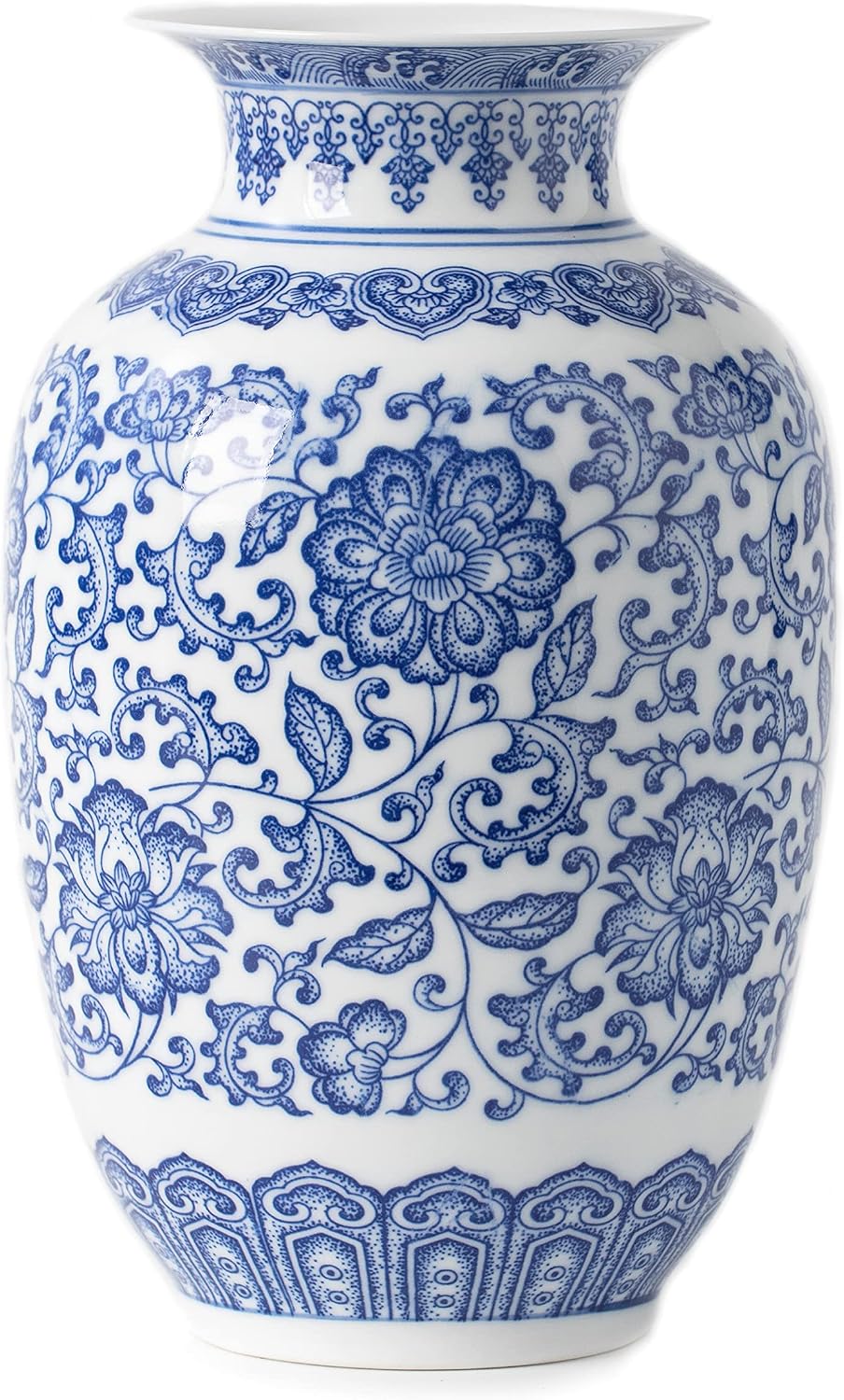 Aldernest Blue and White Vase, Blue Vases Home Décor, Chinoiserie Vase, 1.6 pounds, Blue, white