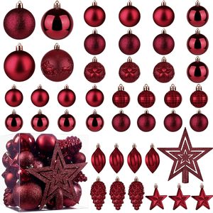 Aldernest 43 Pcs Christmas Tree Ball Ornaments, Burgundy Xmas Balls for Tree, 0.34 kg