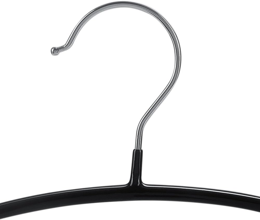 Barleyfield 20 Pack Black Super Grippy Slip-Reducing Contour Shirt Hangers, 16.5" x 7.75"