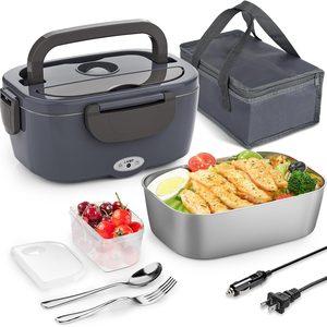 Aldernest 1.5L Electric Lunch Box, Heated Lunch Box Food Warmer for Adults, 2 pounds, piano grey