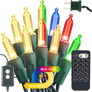 CozyWick Color Changing Christmas Lights, 33ft 100 LED Christmas Lights Connectable, 0.61 kg, Warm White & Multicolor - Color Changing
