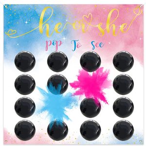 Barleyfield Baby Gender Reveal Dart Board Game, Reveal Balloon for Girl or Boy, Blue Pink, 37 Count