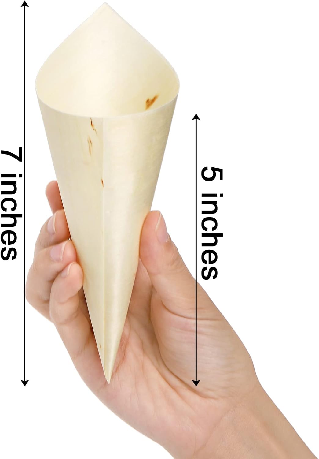 Aldernest 200 Piece Disposable Wood Charcuterie Cone, 1.2 pounds, 4 inches (width) x 7 inches (height), White