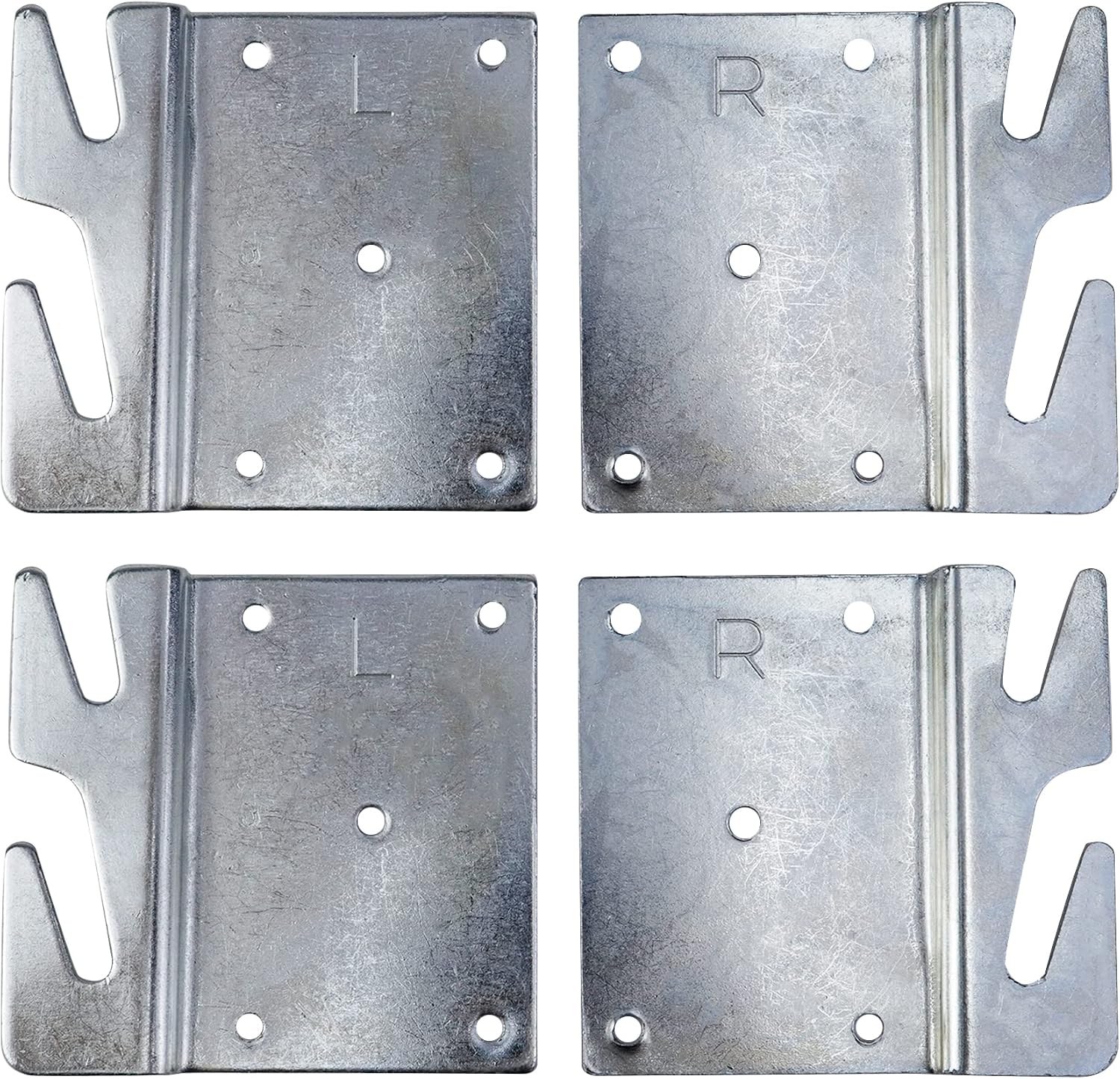 Aldernest Bed Rail Brackets, Heavy Duty Silver Bed Frame Hooks, 5-Hole, 4Pcs, 0.64 kg