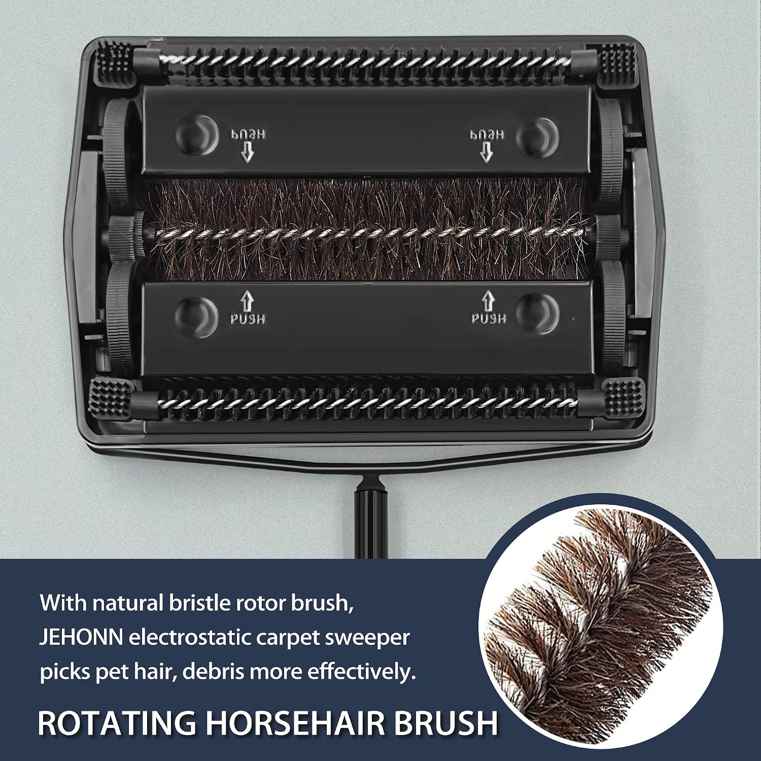Elmgate Carpet Floor Sweeper Manual with Horsehair, 3 pounds