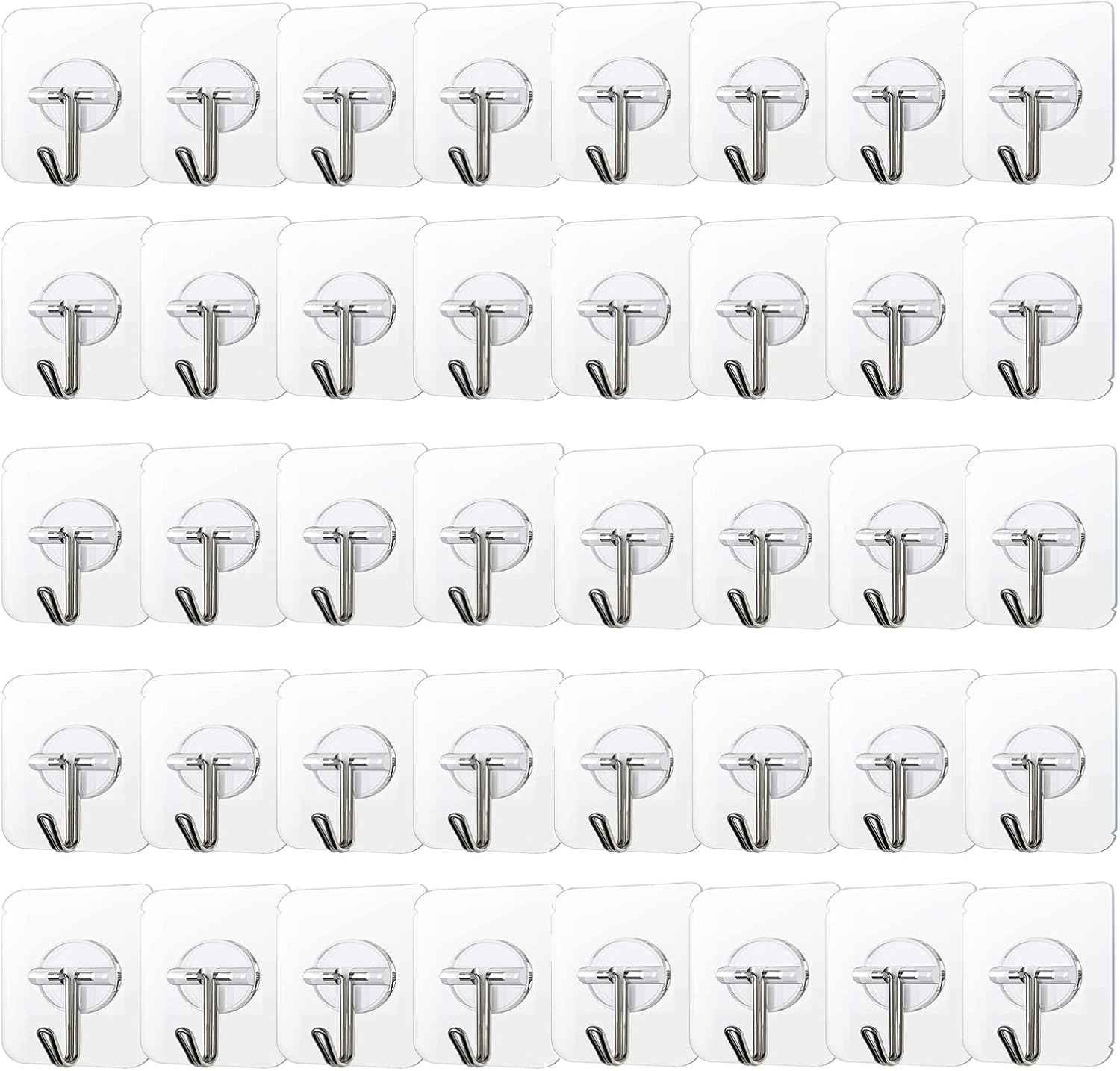 CozyWick 100 Pack Adhesive Hooks 24lb Heavy Duty Self Adhesive Hooks, 0.53 kg, Clear, Sliver