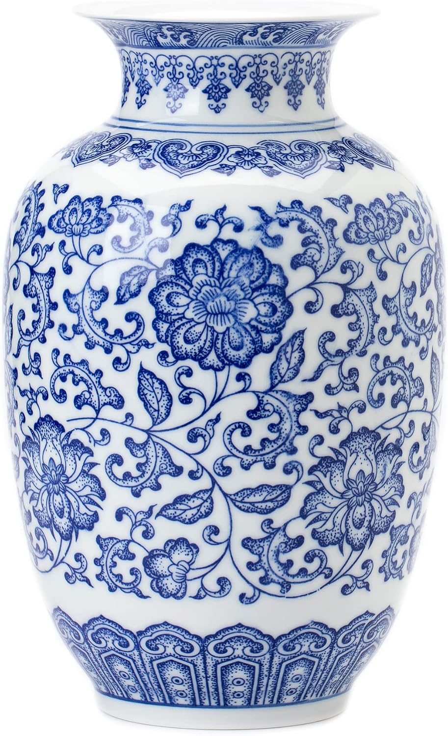 Ashenby Blue Vase, Chinoiserie Vase, Ginger Jar Vase for Home Decor, 1.5 pounds, Blue, coffee