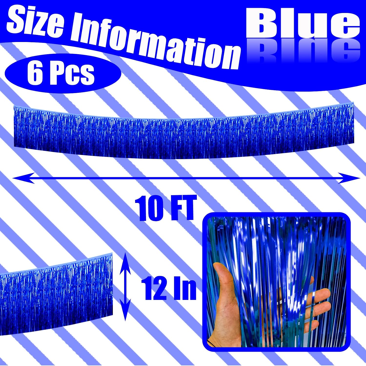 Birchmont 6 Pack 10 Feet Foil Fringe Garland Metallic Tinsel Streamers Banner Wall Hanging Curtain Backdrop Banner for Parade Floats, Thanksgiving