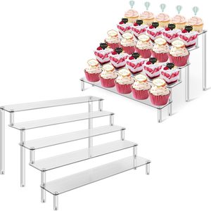 Aldernest 2Pcs Acrylic Risers Display Stand 5 Tier Clear Display Shelf, 1.47 kg