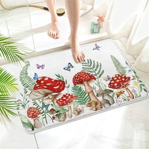 Aldernest Mushroom Imitation Cashmere Bathroom Mat Rug - Rubber Non-Slip Absorbent Soft Bathroom Rug for Tub Shower Sink, 17" W x 27" L
