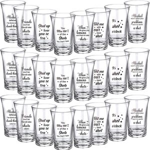 Ashenby 24 Pcs Funny Shot Glasses for Adult Acrylic Party Shot Glasses, 1.12 ounces, Small, Clear