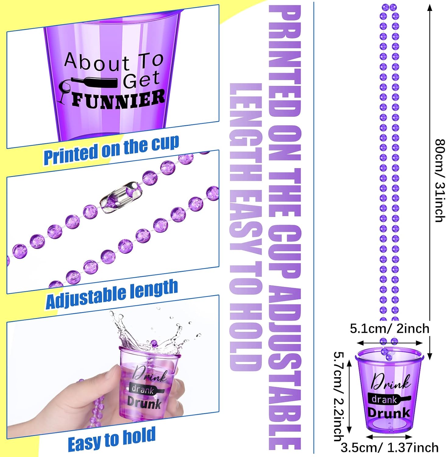 Aldernest 27 Pcs Shot Glass Necklaces Cups Bulk Plastic Shot Glass, 1.6 pounds, 1.38 inches (width) x 2.24 inches (height)