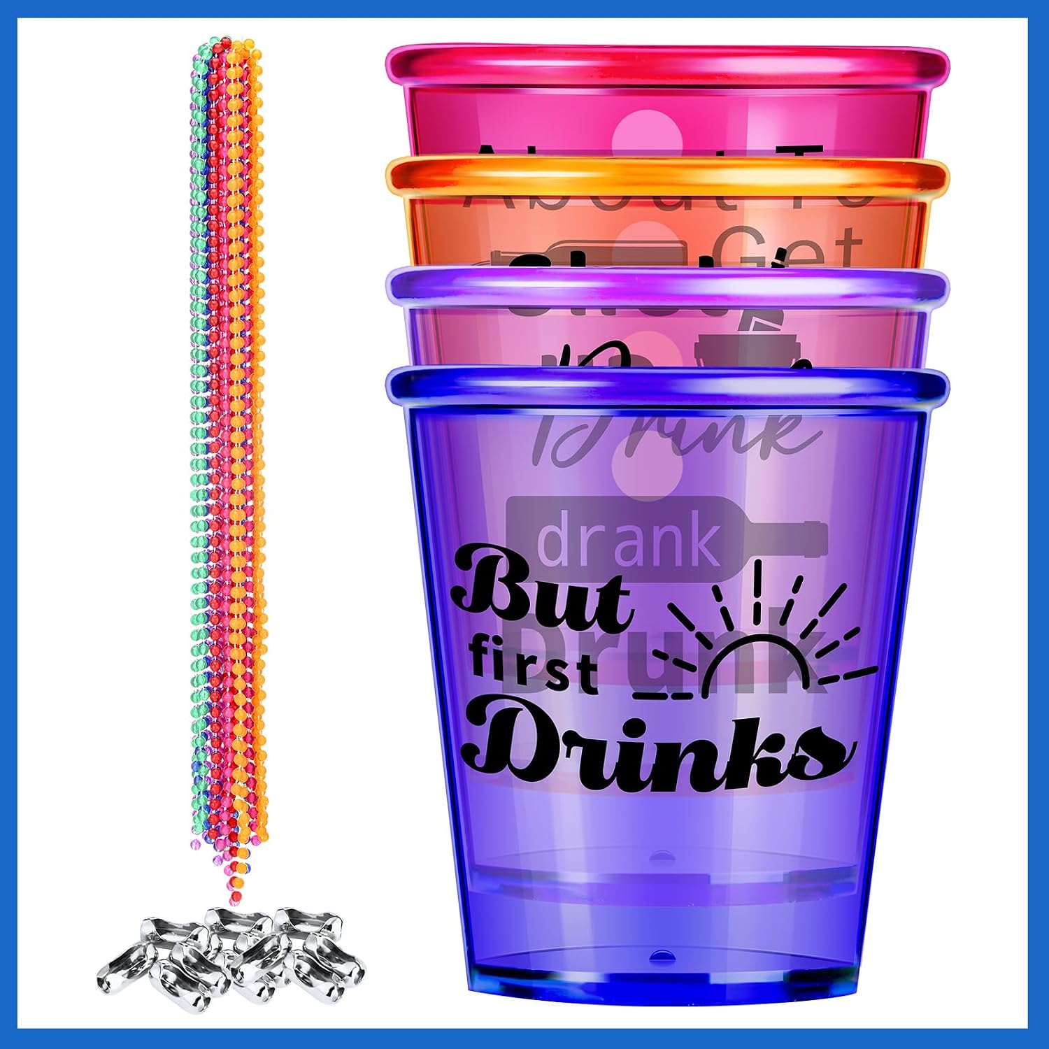 Aldernest 27 Pcs Shot Glass Necklaces Cups Bulk Plastic Shot Glass, 1.6 pounds, 1.38 inches (width) x 2.24 inches (height)