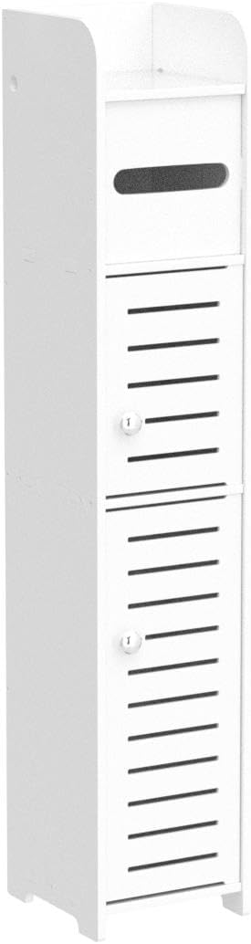 Aldernest Storage Cabinet for Small Spaces, Over The Toilet Cabinet for Skinny Bathroom Storage Corner Floor, 4.3 pounds, White