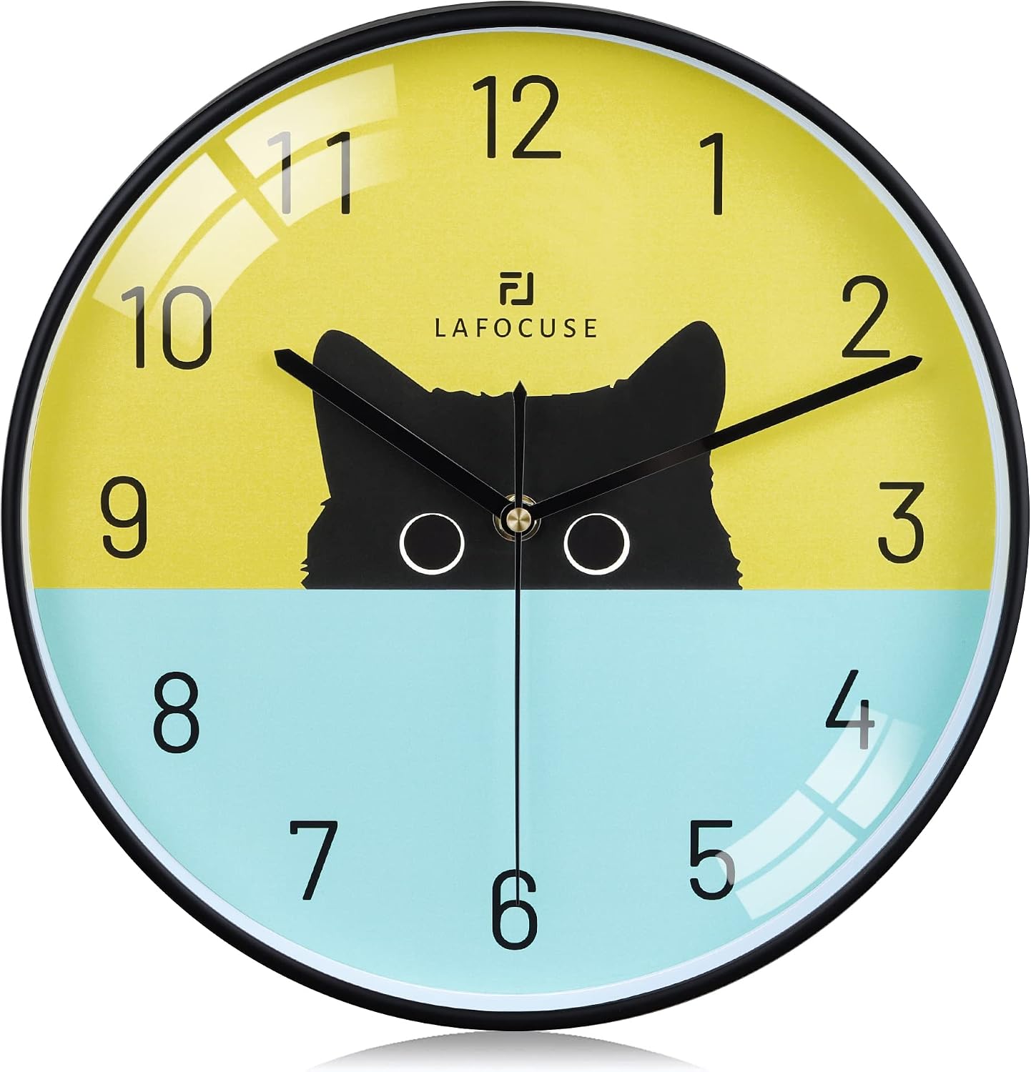 Ashenby Black Cat Clock for Kids, Cat Wall Clocks Battery Operated 12 Inch, Diameter: 12"(30 cm)