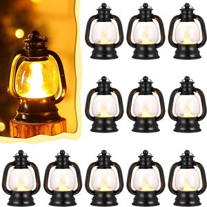 Aldernest 12 Pcs Mini Lanterns Bulk 4 Inch Black Lamp Table Centerpieces, 14.4 ounces