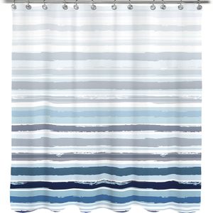 Aldernest Ombre Blue Textured Slubbed Fabric Shower Curtain, 16 ounces, 72"W x 72"L (Pack of 1)